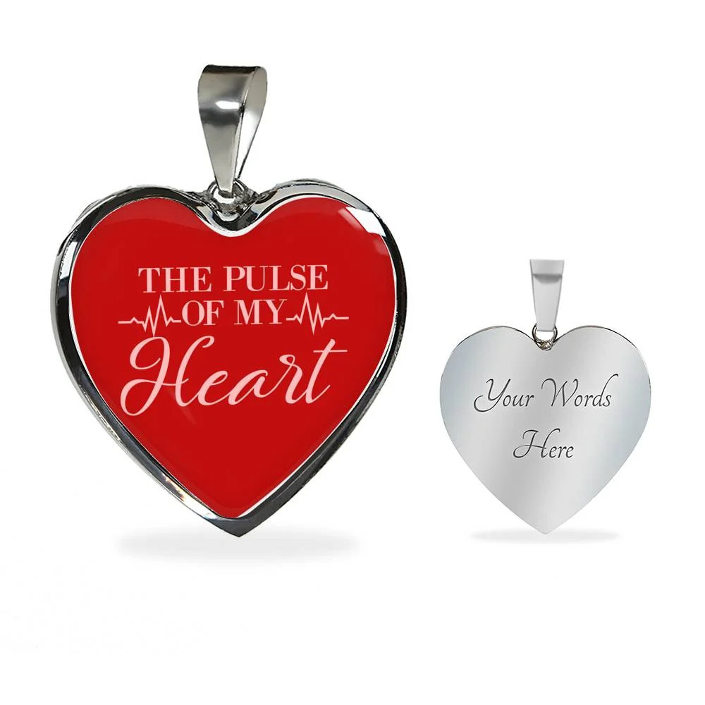 Love Message The Pulse Of My Heart Personalized Engraved Silver Heart Necklace